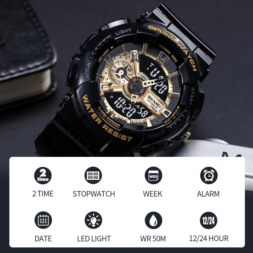 SKMEI 1688 Quartz Watch LED Light Digital Electronic Watches Men Women Business Waterproof Alarm Clock Wristwatch Horloges