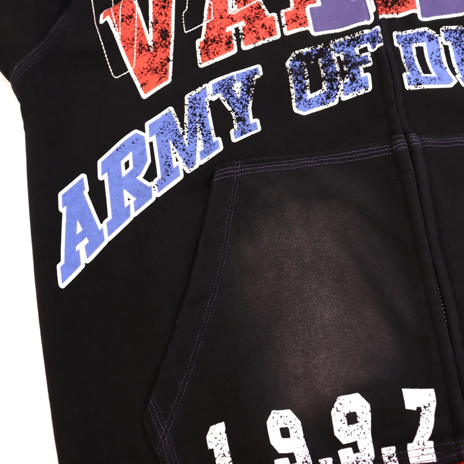 V Forever Guardian Waed out Sweatirt Cardigan Letter Patchwork Vintage Sle Men's Hoodie Casual Comfortable Fit