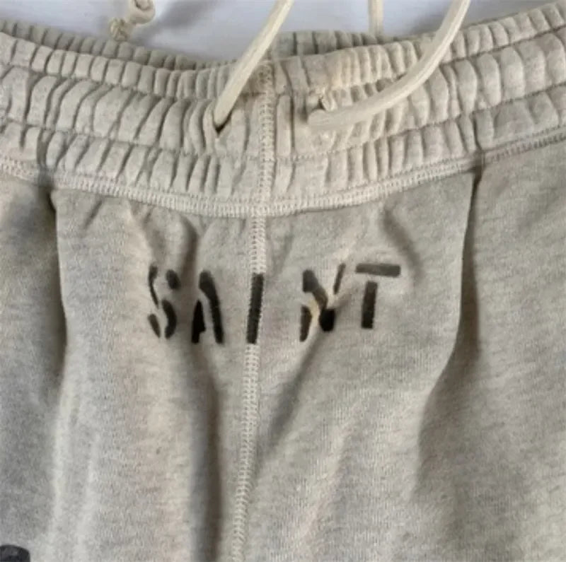 Sanskrit Printing Apricot Saint Sweatpants Men Women Jogger Drawstring Pants