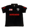Haunted Mound America Long Sleeve Polo Shirt Y2k Casual Retro Patchwork Pattern Embroidery T Shirts Street Sweatshirt Jersey Men