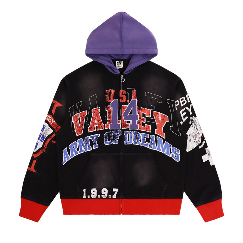 New Fashion Autumn Graffiti Letter Print Terry Hooded Hoodies for Men and Women Pullover Hip Hop Loose Cotton Sweatshirts