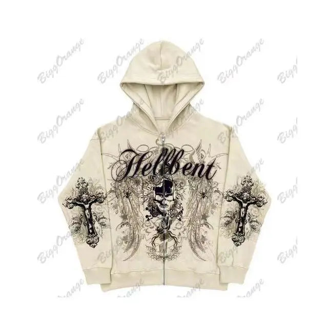 American Gothic Ro Skull Bones Oversized Hoodie Y2K Hip Hop Sle Streetwear No Brand Svel Other Material 00%