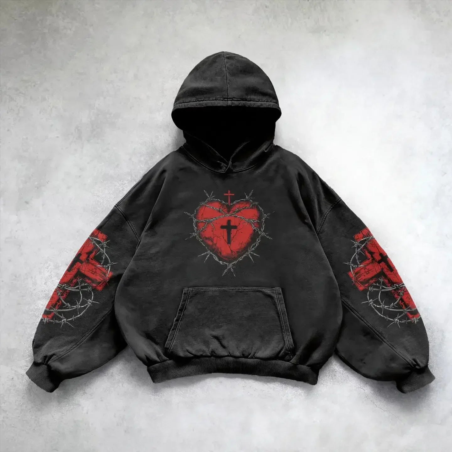 Harajuku y2k gothic white print design pattern black hoodie goth oversized hoodies women streetwear tops sweatshirt men clothing