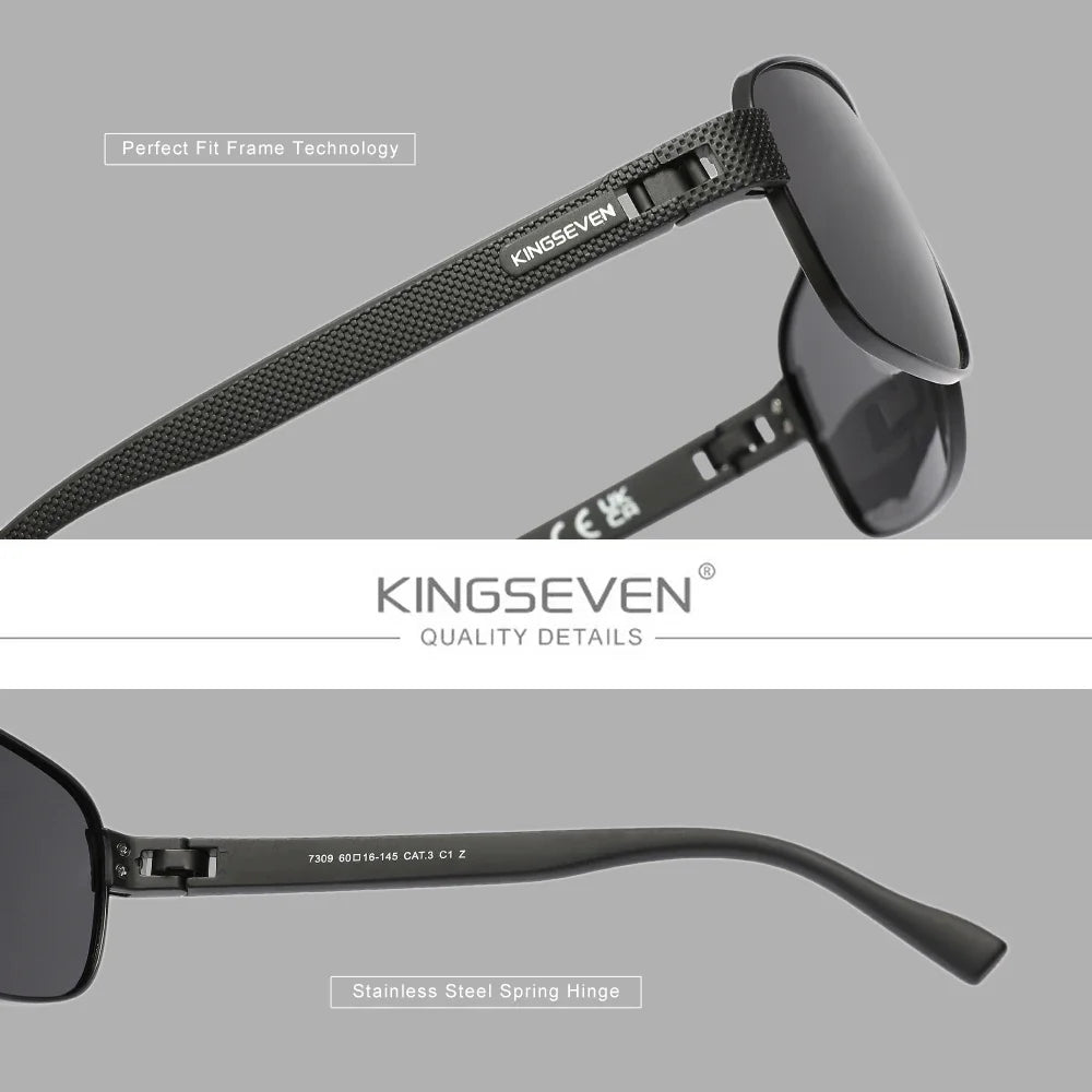 KINGSEVEN Brand Men‘s Polarized UV400 Sunglasses Rectangle Classical Glasses Men Outdoor Driving Eyewear