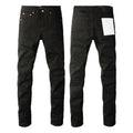 New Fashion Jeans Men High Street Black Splashing ink graffiti Distressed Hole Stretch Skinny Button Fly Ripped Jeans Brand