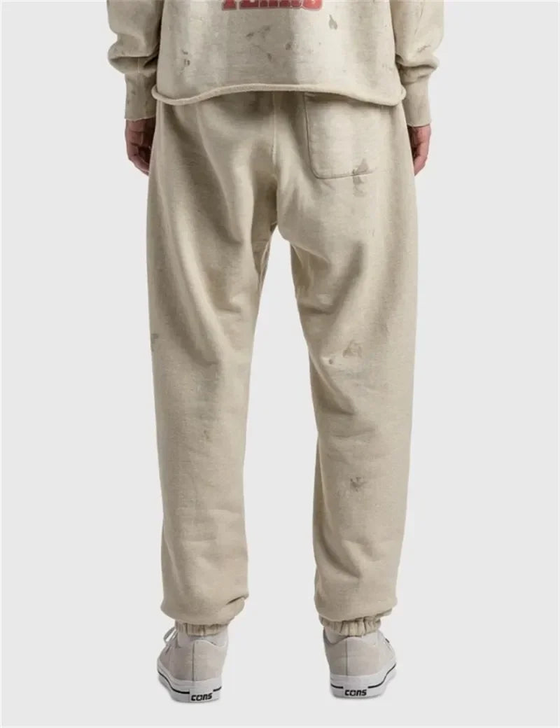Sanskrit Printing Apricot Saint Sweatpants Men Women Jogger Drawstring Pants