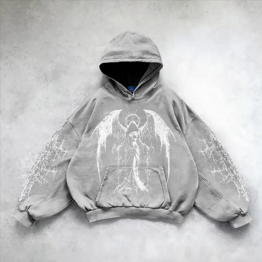 Y2k gothic dark female warrior hoodies men oversized sweatshirt couples punk tops streetwear goth harajuku women men clothing