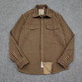 Retro Waed Distred Blue Vertical Stripe Trendy Denim irt Men's Loose American Long Sve Workwear irt Coat