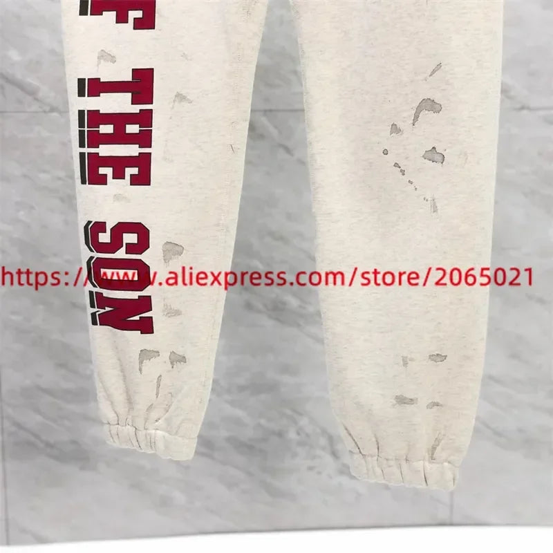 Sanskrit Printing Apricot Saint Sweatpants Men Women Jogger Drawstring Pants
