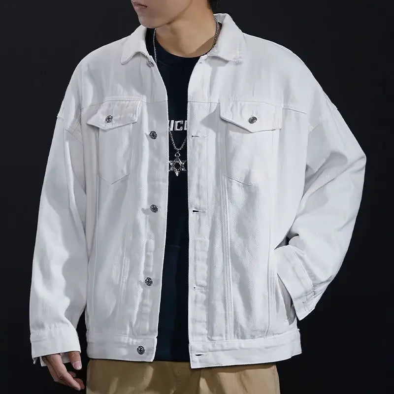 Men's Denim Jacket Autumn Male Jean Coats Black Cargo Big Size Menswear Korea High Quality Trendy Large Fast Delvery Outwear Y2k
