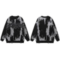 2025 Men Streetwear Ripped Sweater Distressed Vintage Letter Graphic Hip Hop Knitted Sweater Retro Pullover Sweater Hipster