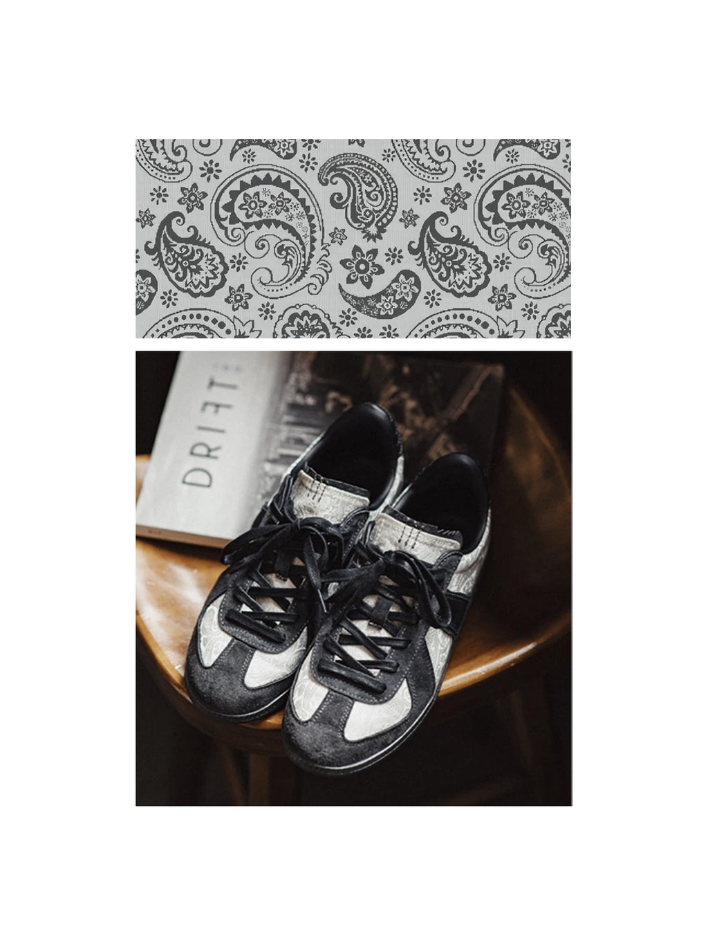 Maden Paisley Silk Training Shoes for Men Spring and Summer Contrasting Color Skateboarding Shoes Flat Sports Casual Sneakers
