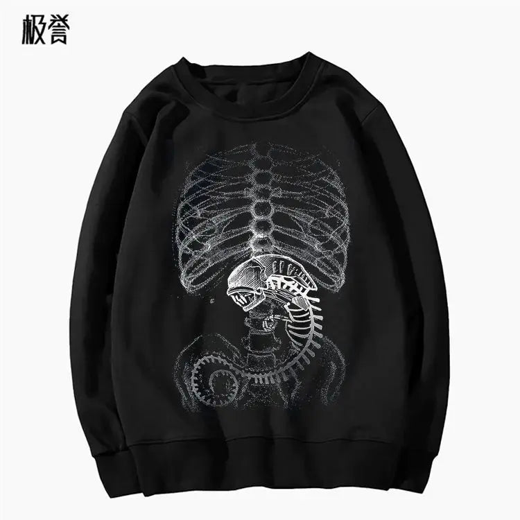 Men's Funny Glow-in-the-Dark Alien Print Sweatshirt for Halloween - A Trendy & Comfortable Choice for Daily  and Costume Parties