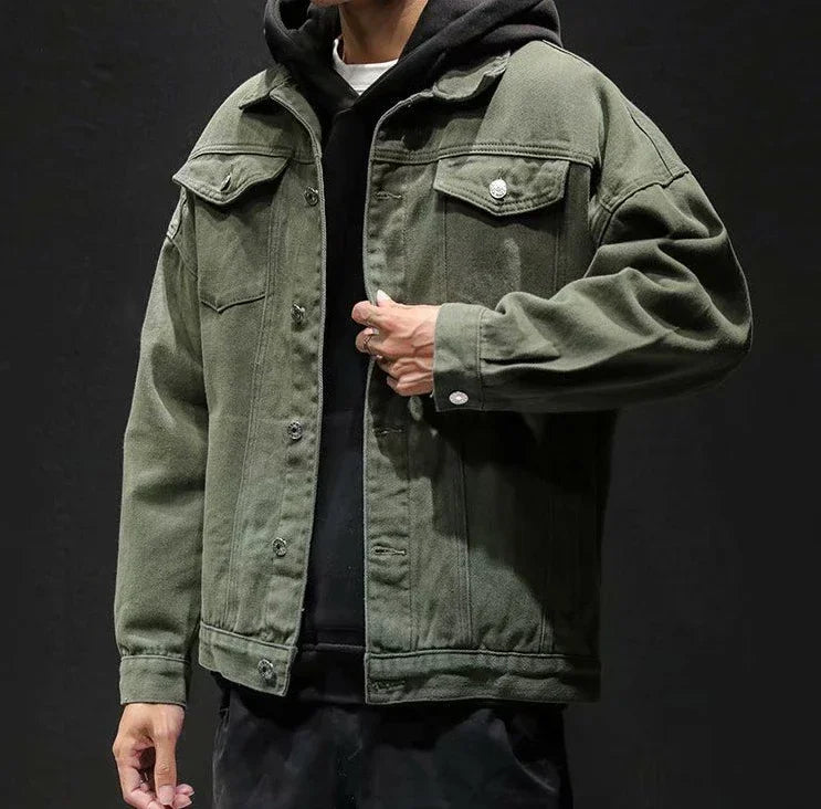 Men's Denim Jacket Autumn Male Jean Coats Black Cargo Big Size Menswear Korea High Quality Trendy Large Fast Delvery Outwear Y2k