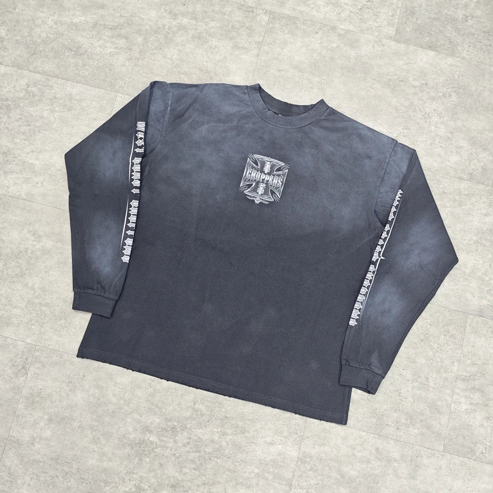 Yao Fashion Streetwear Luxuy Vintage Loose Baggy High Street Sport Autumn High Qualit Cotton Long Sleeve T Shirt For Men Unisex
