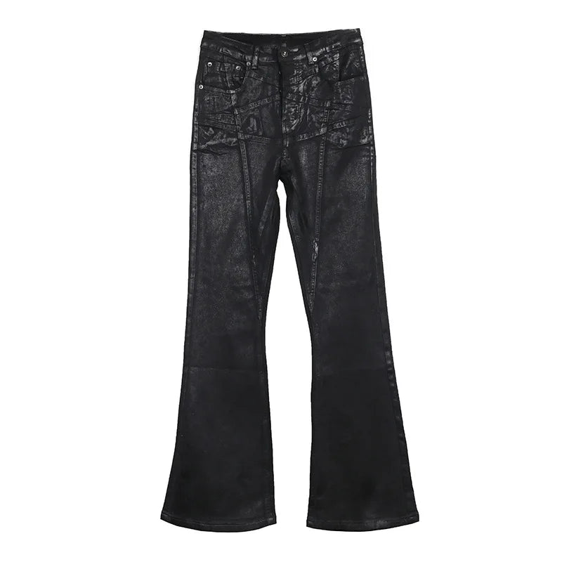 High Street Brush Wax Pentagram Washed Casual Jeans Men Women Fashion Pants Male Trousers Men's Clothing