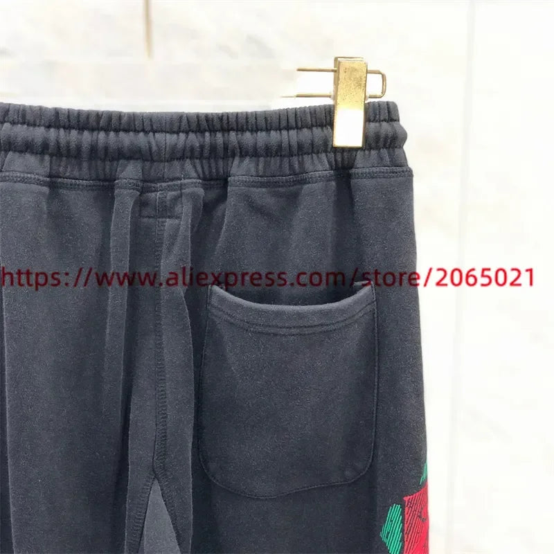 Sanskrit Printing Apricot Saint Sweatpants Men Women Jogger Drawstring Pants