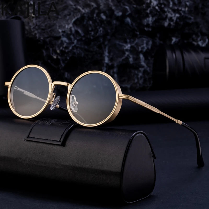 Vintage Small Frame Round Steampunk Sunglasses Men 2026 Luxury Brand Classic Metal Punk Sun Glasses For Women Driving Eyewear