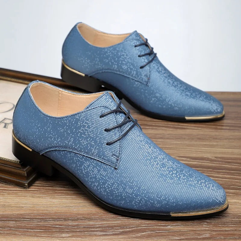 Luxury Fashion Designer New Men's Pointed Lace Up Casual Shoes Male Formal Wedding Dress Homecoming Footwear Zapatos Hombre