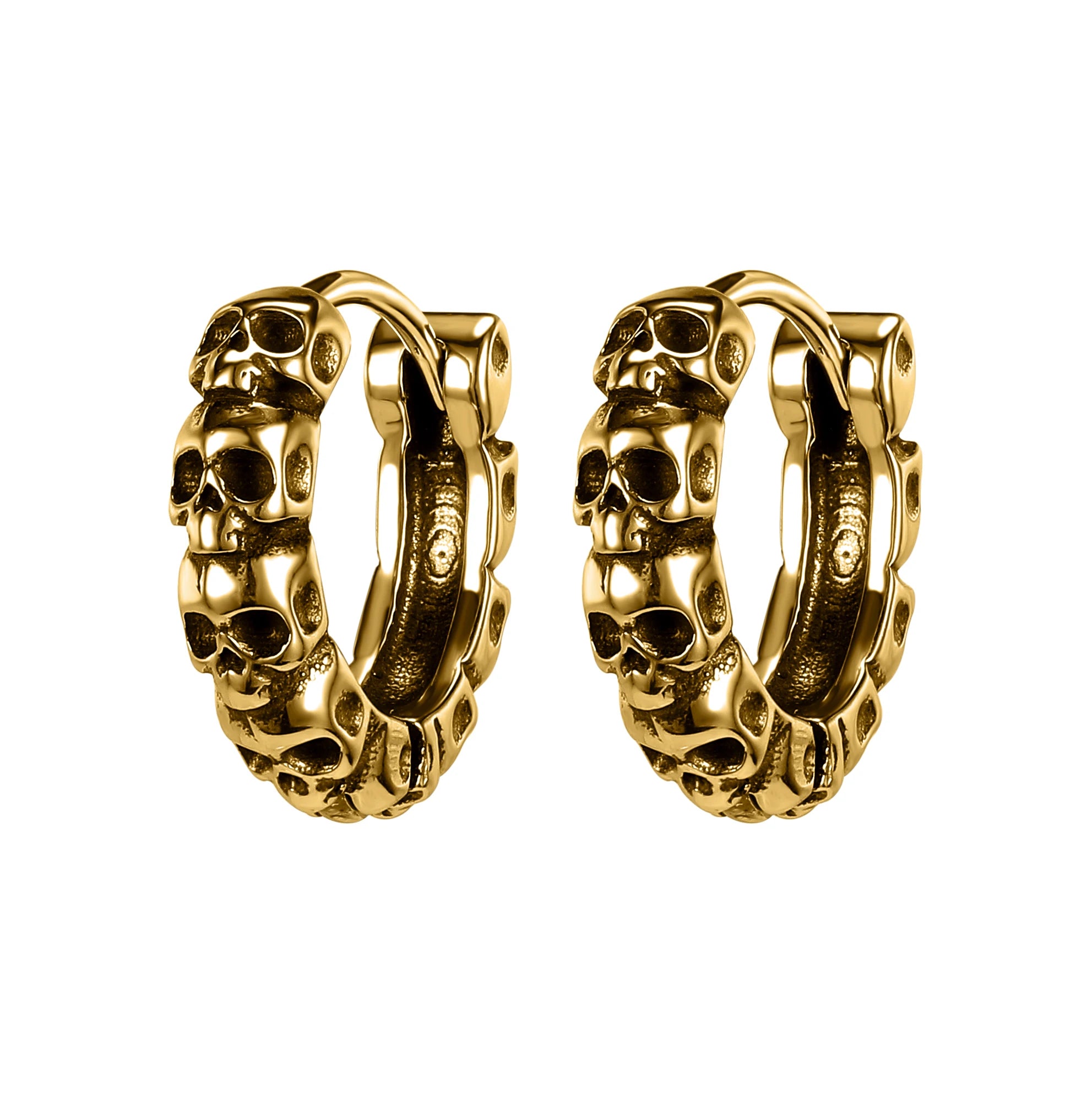 ZS Stainless Steel Earring Jewelry Punk Rock Black Earring Women Skull Hoop Earring Skull Round Earring Men Piercing Jewelry