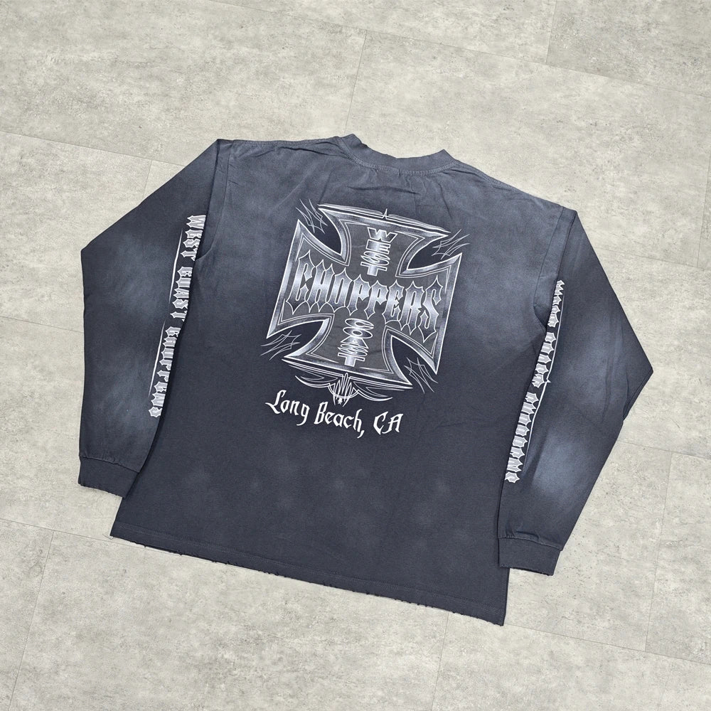 Yao Fashion Streetwear Luxuy Vintage Loose Baggy High Street Sport Autumn High Qualit Cotton Long Sleeve T Shirt For Men Unisex