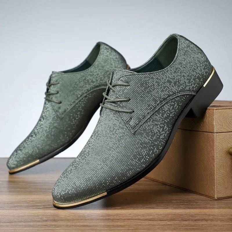 Luxury Fashion Designer New Men's Pointed Lace Up Casual Shoes Male Formal Wedding Dress Homecoming Footwear Zapatos Hombre