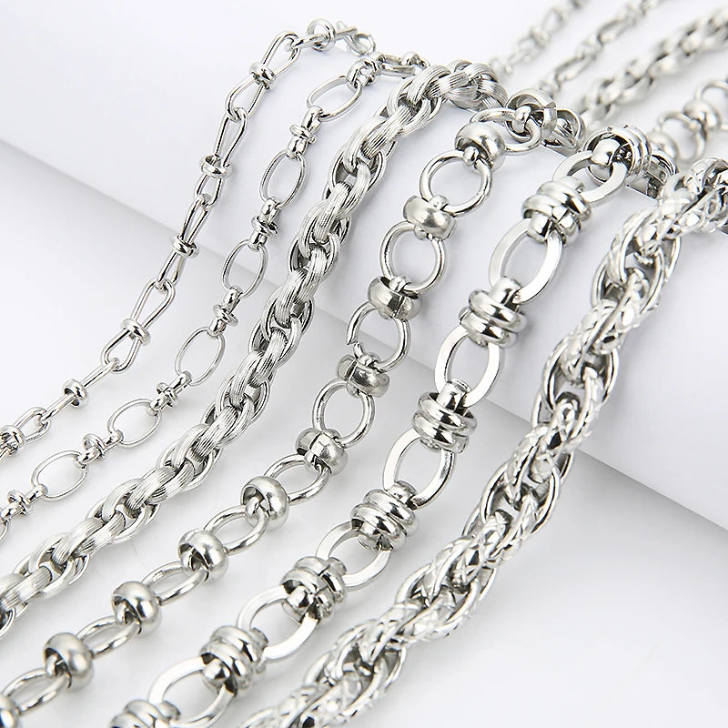 1 Meter Stainless Steel Oval Chunky Knot Chain Heavy Punk Necklaces Chains Handmade Bracelets DIY Jewelry Findings Making