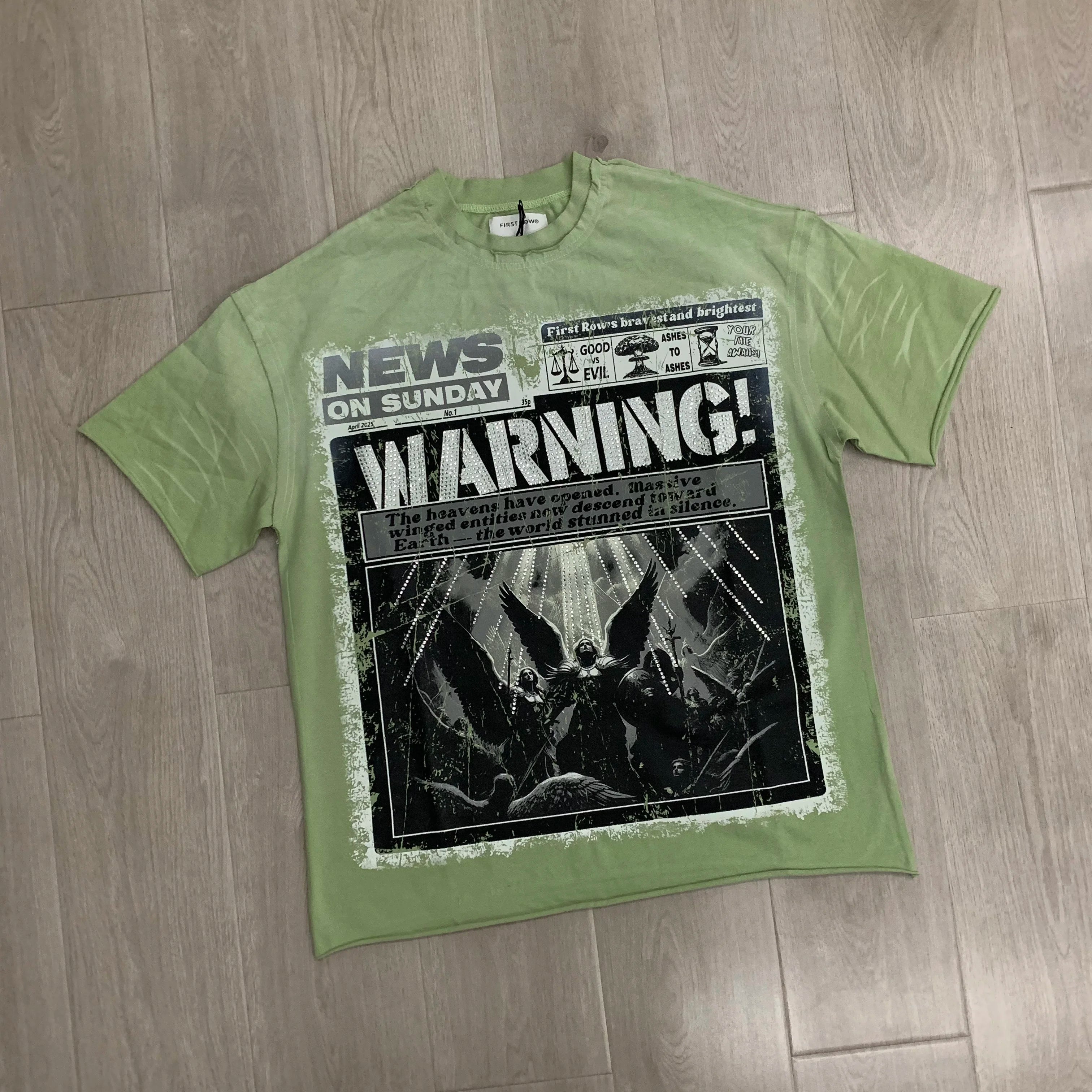 Casual FIRST ROW T-Shirts Washed  Street Fashion American Style Hot Drill Letters Mens Womens High Quality Short Sleeves Tee