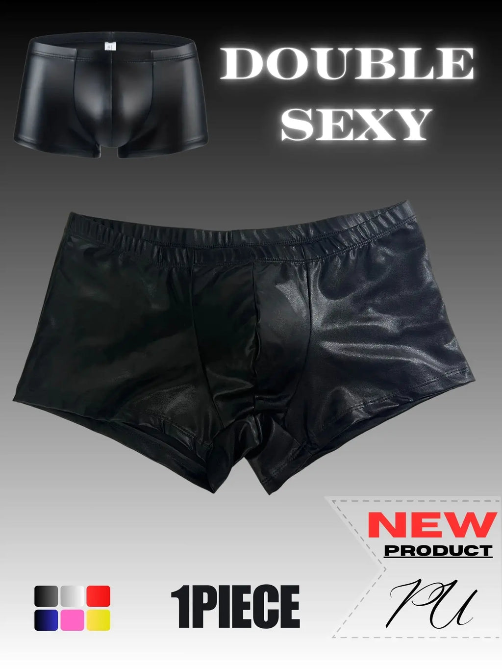 1pc men's PU leather flat corner shorts, sexy, suitable for dress up parties, adult novelty, nightclub parties, sweet gifts