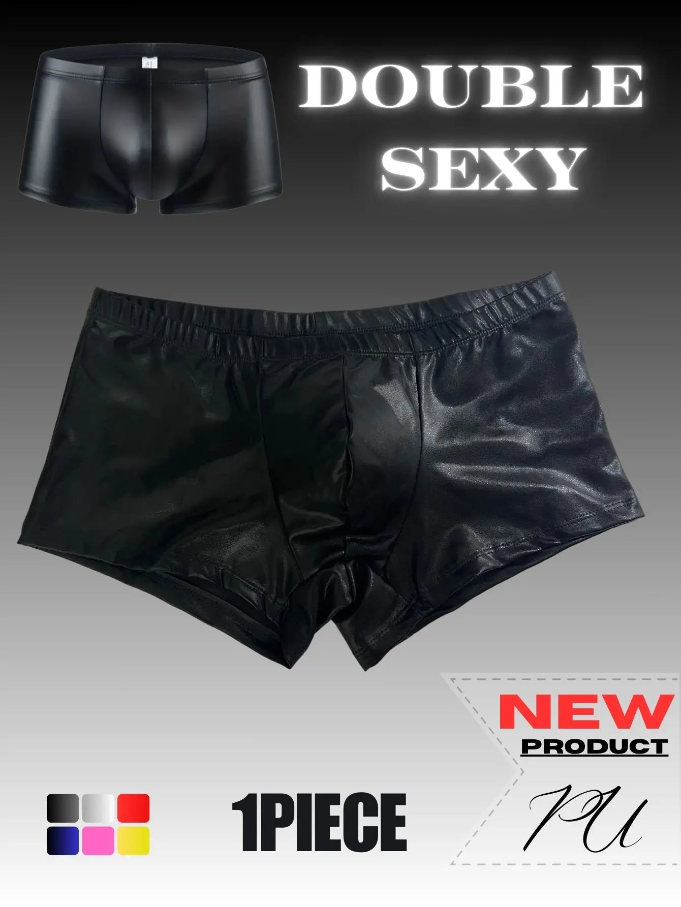 1pc men's PU leather flat corner shorts, sexy, suitable for dress up parties, adult novelty, nightclub parties, sweet gifts