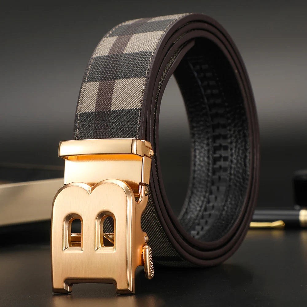 High Quality Luxury Brand Designer Canvas Belts Male Automatic B Buckle Men belts Genuine Leather Belt for men Strap for Jeans