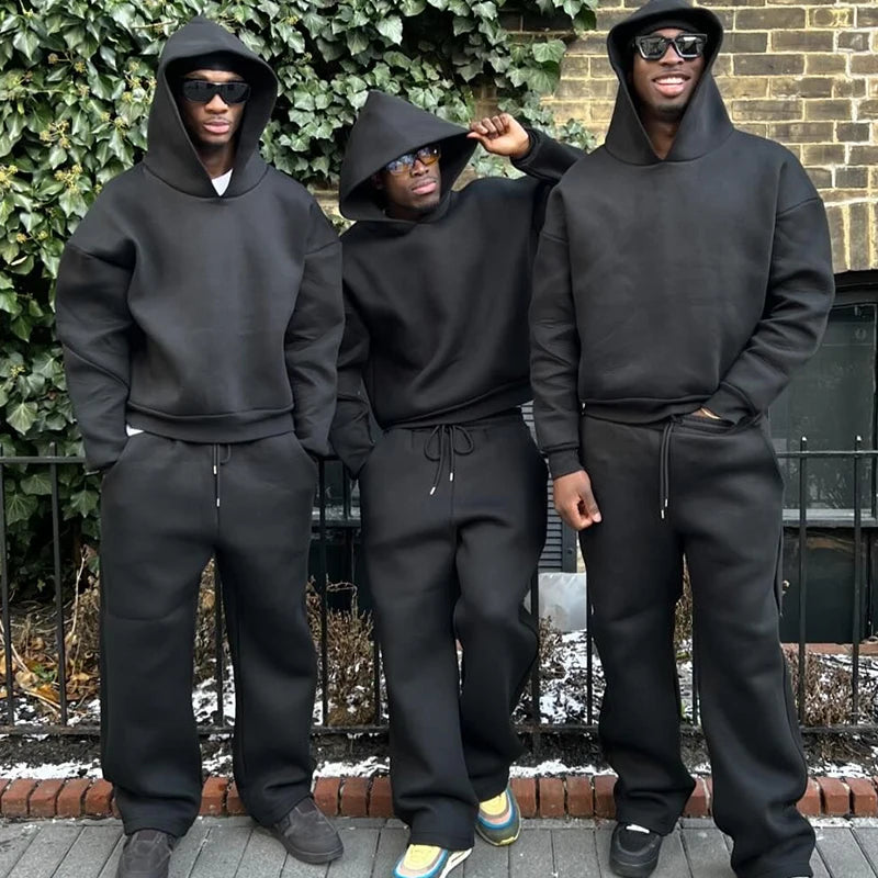 Hoodies Men Solid Color Autumn And Winter Gothic Casual Fashion Pullovers Loose Hip Hop Sweatshirt Long Sleeve Commuting Routine