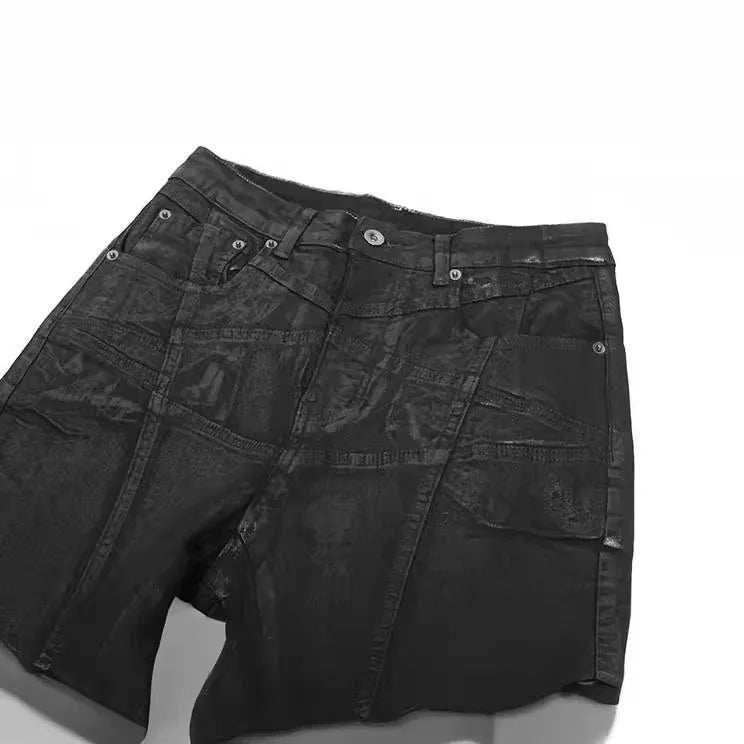 High Street Brush Wax Pentagram Washed Casual Jeans Men Women Fashion Pants Male Trousers Men's Clothing