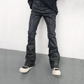 RO Style Wax Pants Men's Handmade Brushed Wax Pentagram Wax Surface Coating Horn High Elasticity Jeans Pant Dark