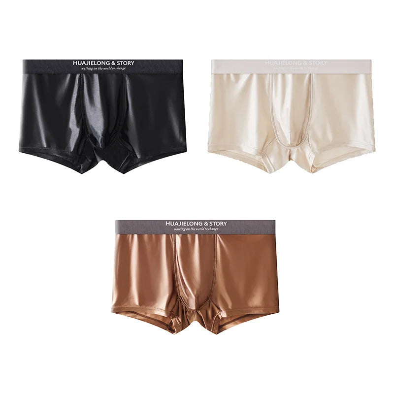 EXILIENS Soft Gloss 1pcs/3pcs Boxer Men Underwear Hot Underpant Mens Boxers Masculinas BoxerShorts Man Panties Size L-3XL A6505