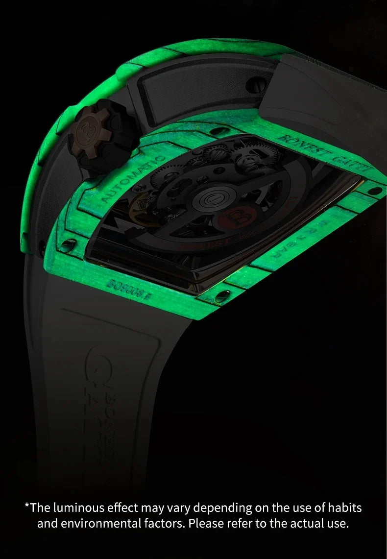BONEST GATTI Carbon Fiber Case Men Automatic Movement Wristwatch Skeleton Warrior Sapphire Glass Mechanical Watches for Men 2025