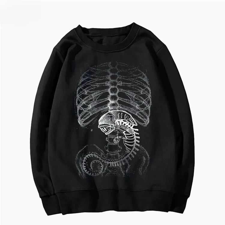 Men's Funny Glow-in-the-Dark Alien Print Sweatshirt for Halloween - A Trendy & Comfortable Choice for Daily  and Costume Parties