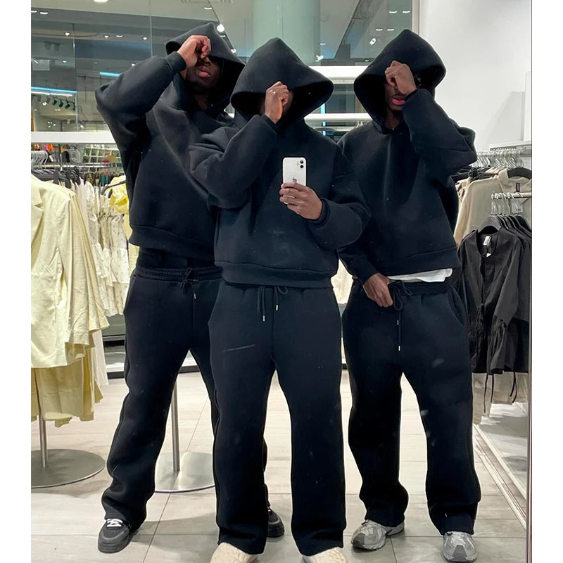 Hoodies Men Solid Color Autumn And Winter Gothic Casual Fashion Pullovers Loose Hip Hop Sweatshirt Long Sleeve Commuting Routine