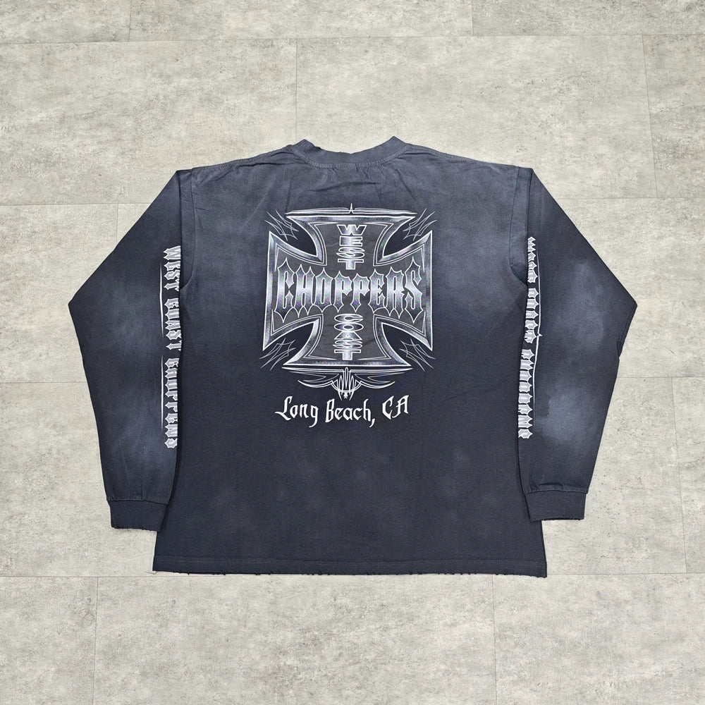 Yao Fashion Streetwear Luxuy Vintage Loose Baggy High Street Sport Autumn High Qualit Cotton Long Sleeve T Shirt For Men Unisex