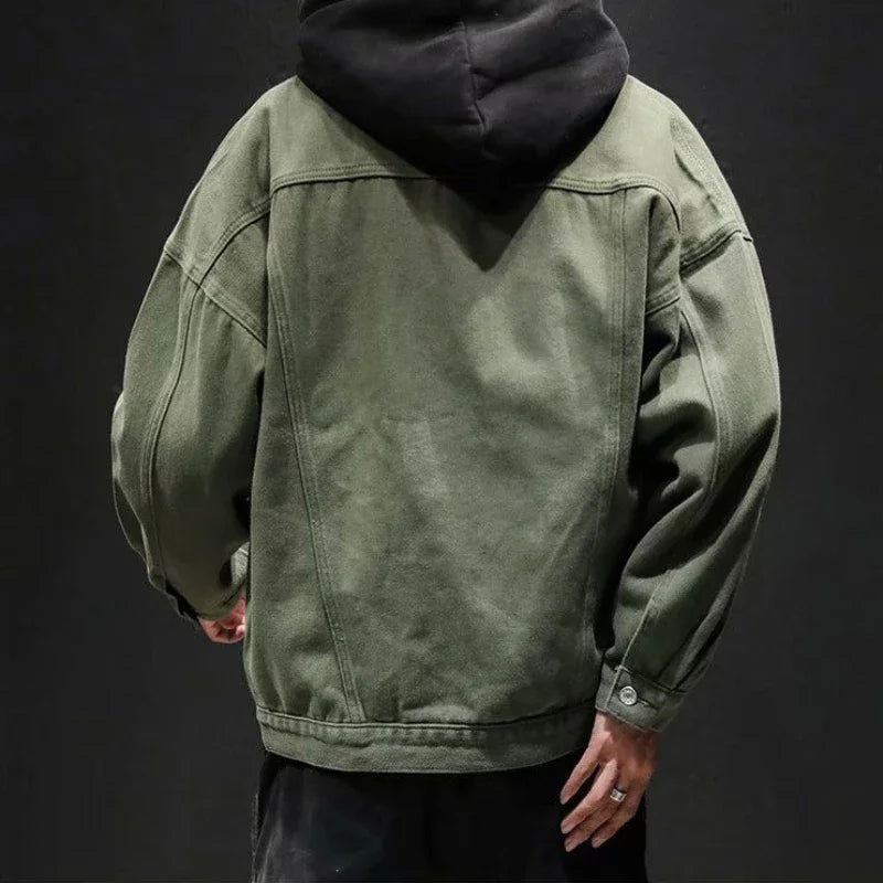 Men's Denim Jacket Autumn Male Jean Coats Black Cargo Big Size Menswear Korea High Quality Trendy Large Fast Delvery Outwear Y2k