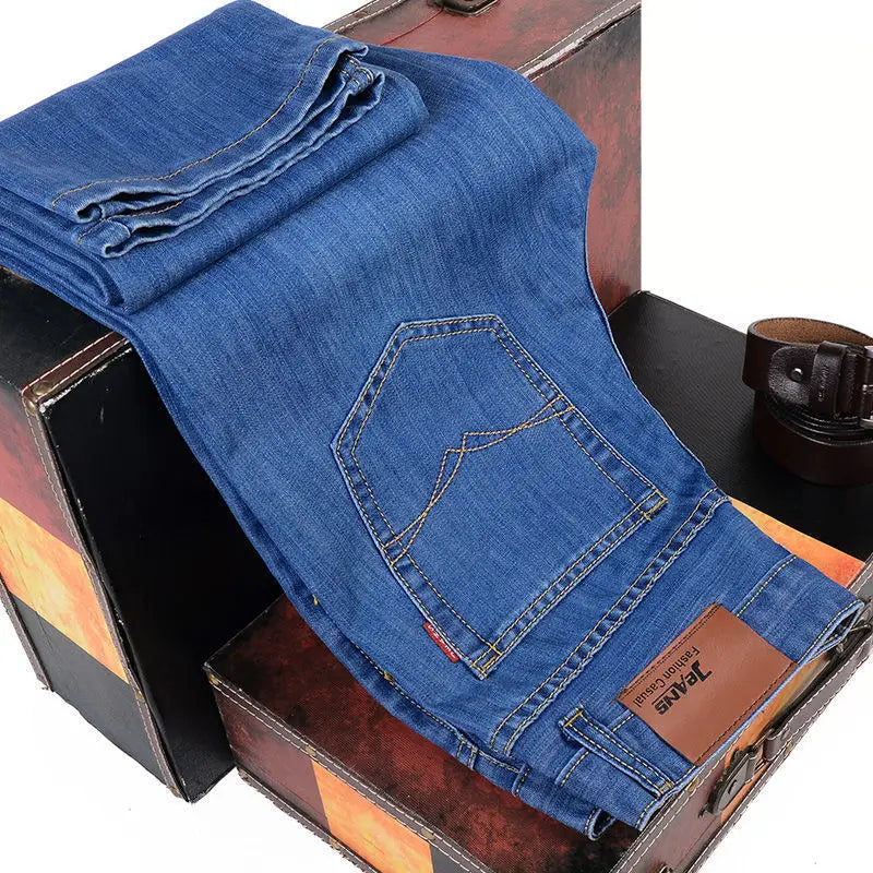 2023 Men NEW Men's Fashion Business Jeans Classic Style Casual Stretch Slim Jean Pants Male Brand Denim Trousers Black Blue Mens