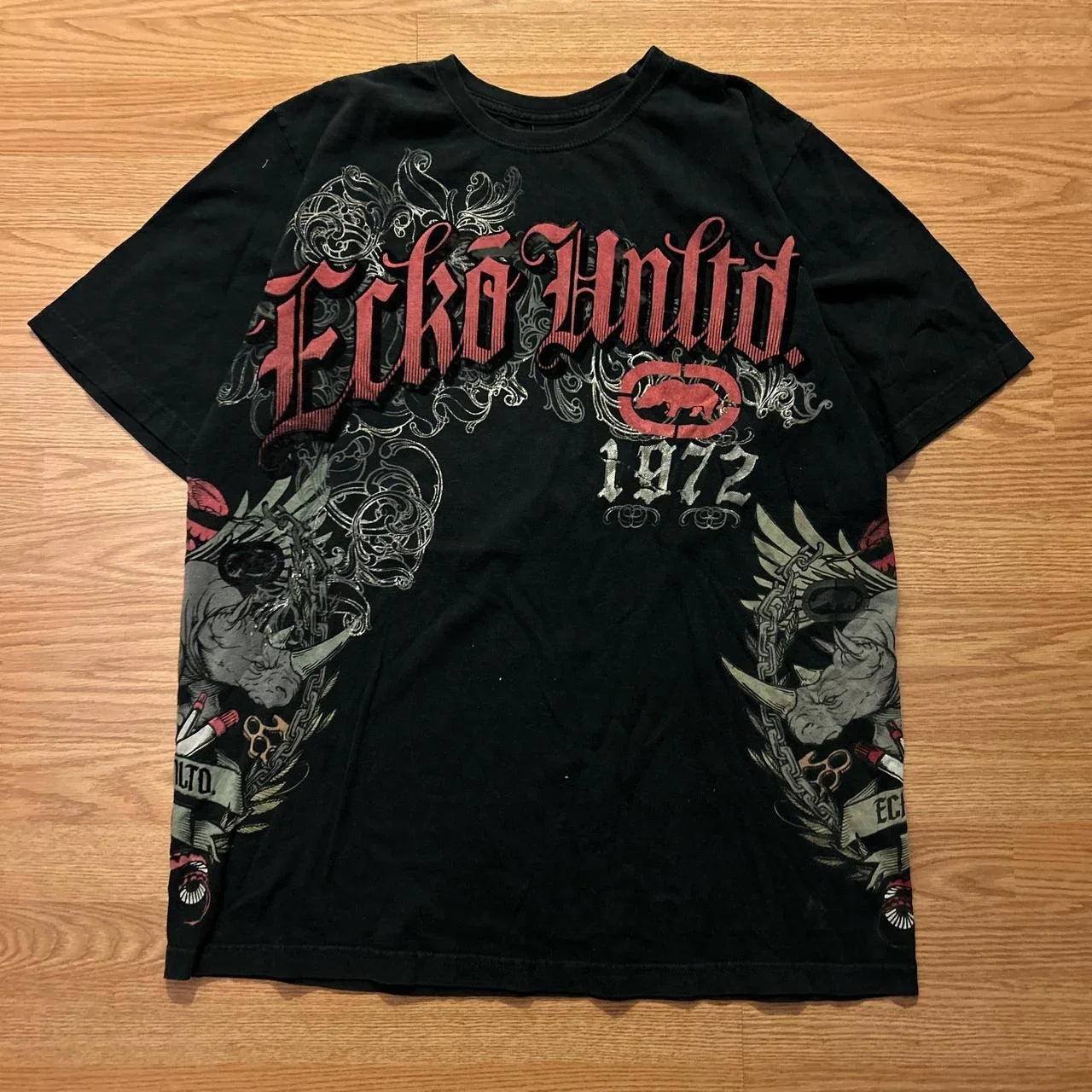 Rebel Y2K Vintage Tee Ecko Rhino Graphic Print Oversized Streetwear Shirt for Men & Women Unisex Cotton Couple Top with Attitude