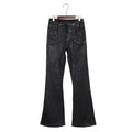 Men Wax Denim Jeans Cotton Casual  Men's Clothing Coated Autumn Straight Solid High Street Black Jeans Long Pants