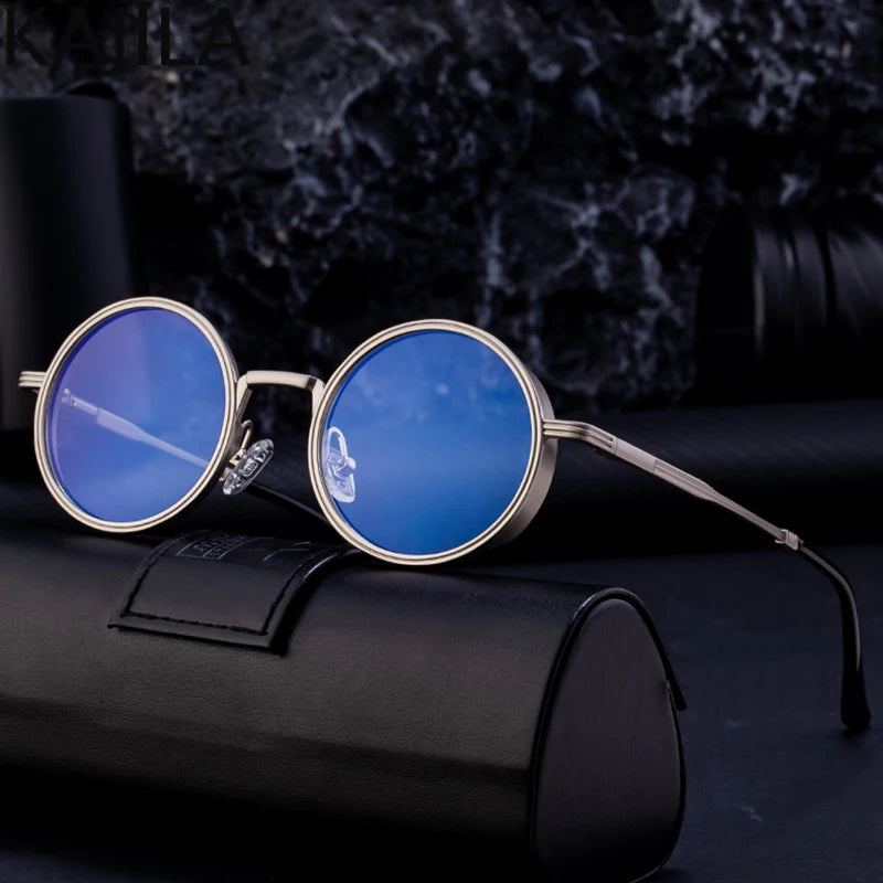 Vintage Small Frame Round Steampunk Sunglasses Men 2026 Luxury Brand Classic Metal Punk Sun Glasses For Women Driving Eyewear