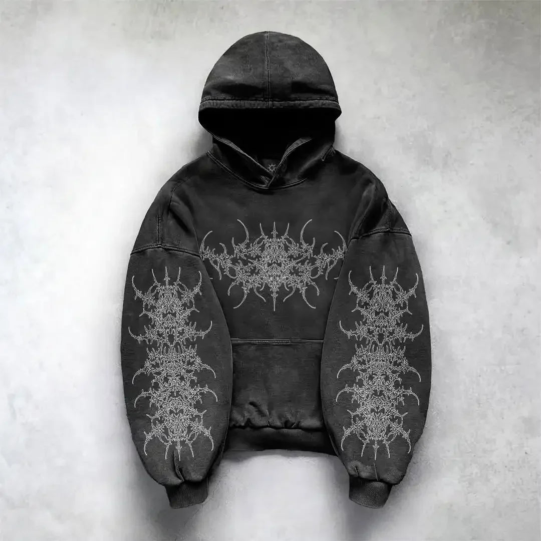 Y2k gothic dark female warrior hoodies men oversized sweatshirt couples punk tops streetwear goth harajuku women men clothing