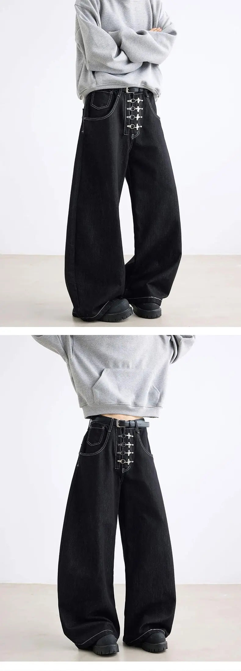 Men's Wear Wide-Leg Denim Pant Baggy Jeans Vintage Threedimensional Cut Curved Knife Jeans Loose Fit Autumn Streetwear New Trend