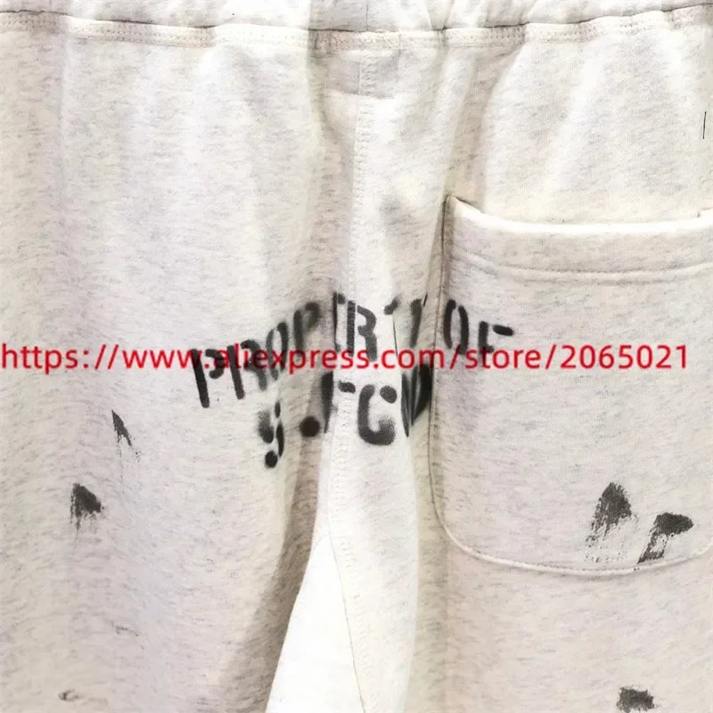 Sanskrit Printing Apricot Saint Sweatpants Men Women Jogger Drawstring Pants