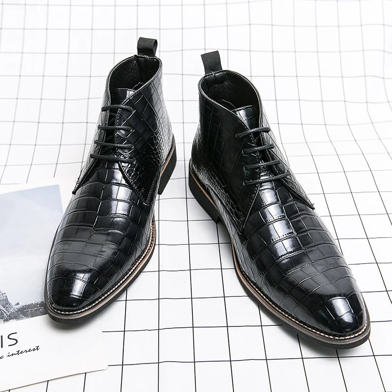 Mens Leather Designer Handmade Winter Spring Luxury Wedding Boots for Men Casual Chelsea Dress Business Formal Shoes Footwear