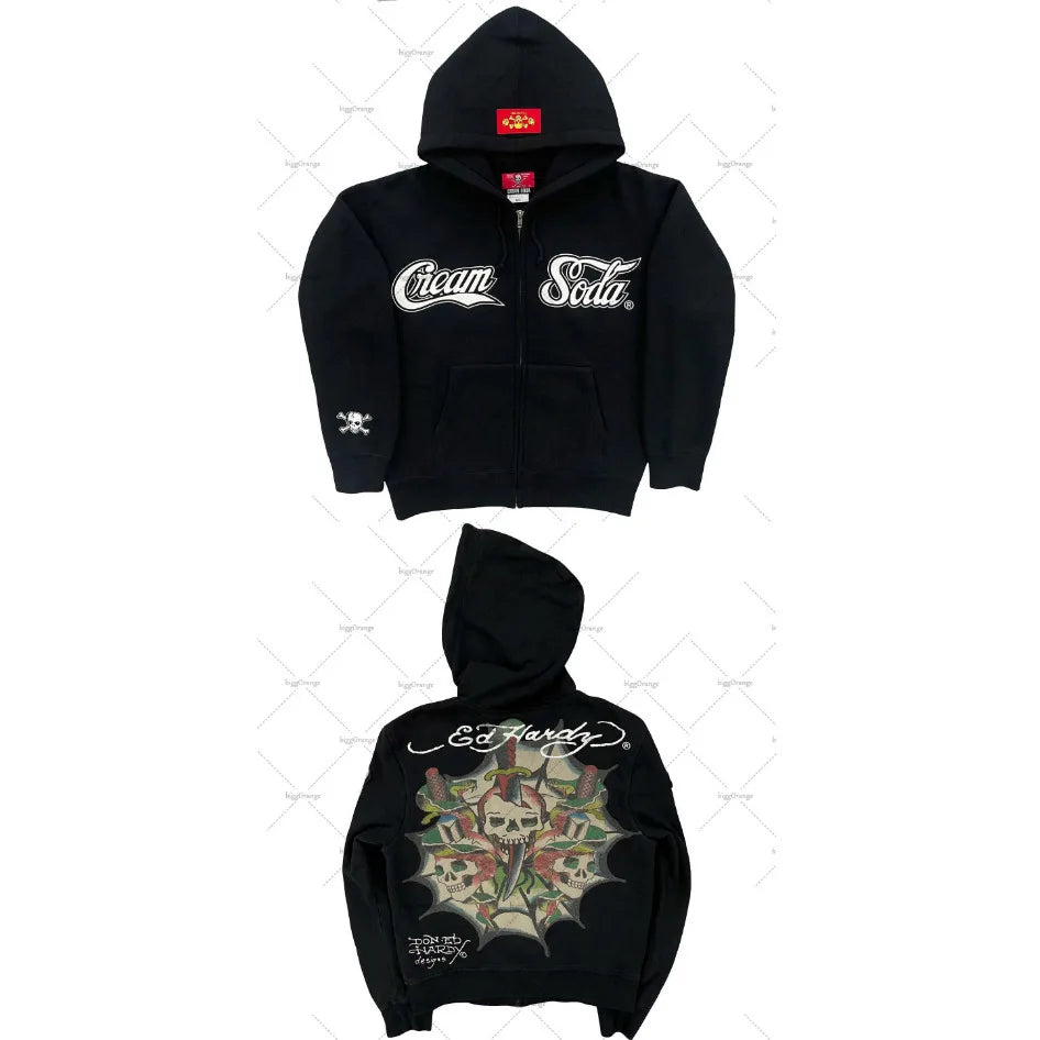 American Gothic Ro Skull Bones Oversized Hoodie Y2K Hip Hop Sle Streetwear No Brand Svel Other Material 00%
