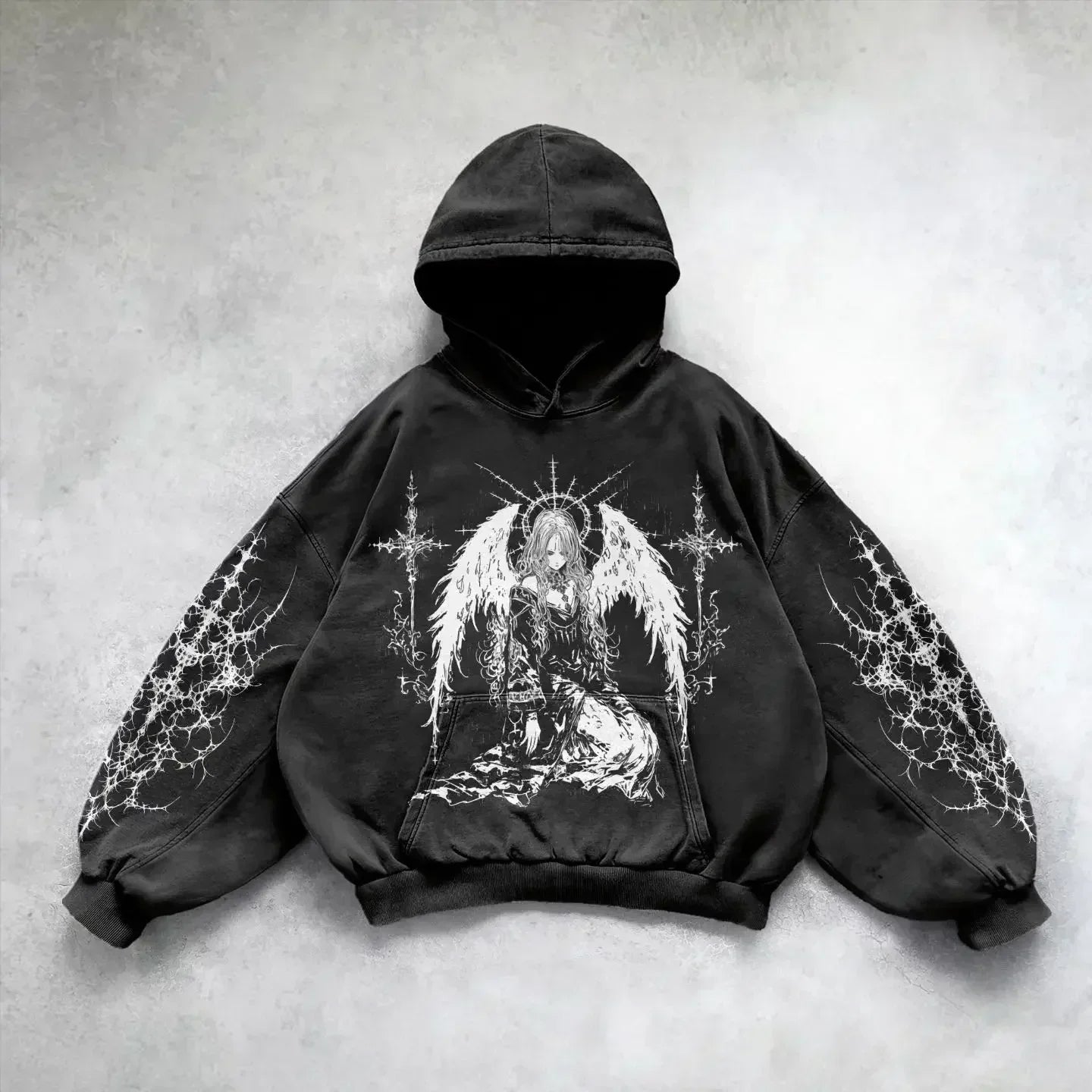 Y2k gothic dark female warrior hoodies men oversized sweatshirt couples punk tops streetwear goth harajuku women men clothing